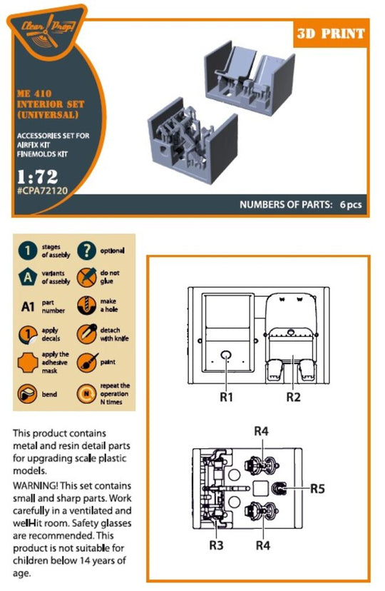 Me-410 B-1/U2/U4/R4 interior for Airfix, Finemolds kits
