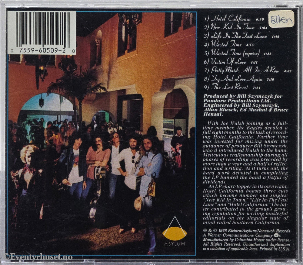 Eagles. Hotel California. 1976. Musikk-CD.
