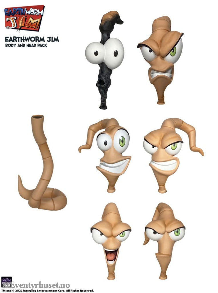 Earthworm Jim Accessory Pack Wave 1: Worm Body & Jim Heads Toys