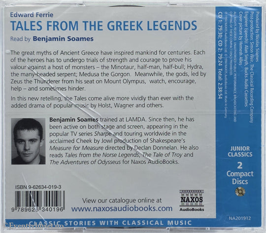 Edward Ferrie. 1994. Tales from the Greek Legends. Lydbok på CD. CBS/Fox Video