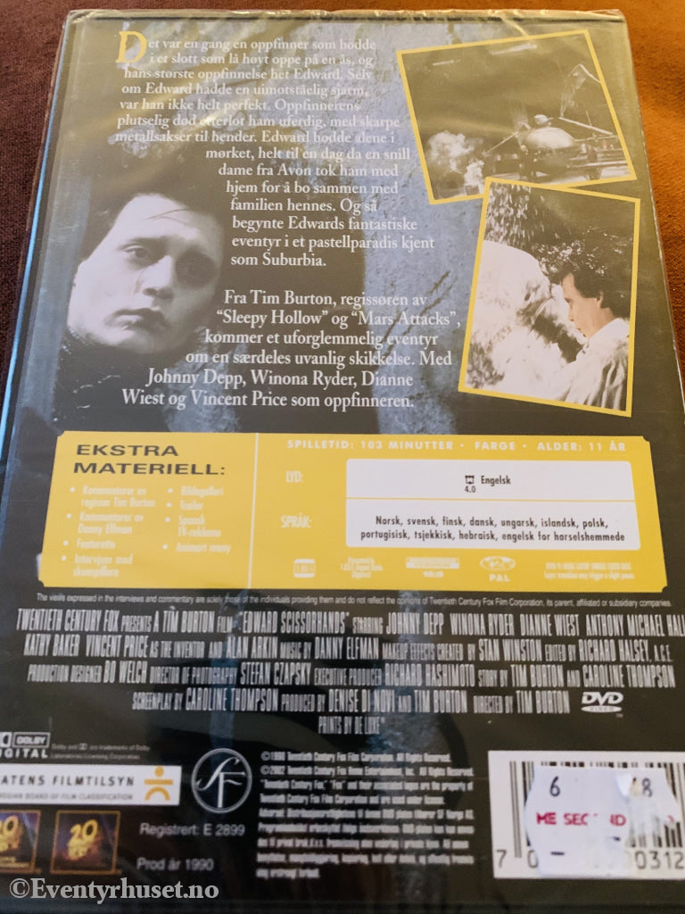 Edward Saksehånd. 1990/2002. Dvd. Ny I Plast! Dvd