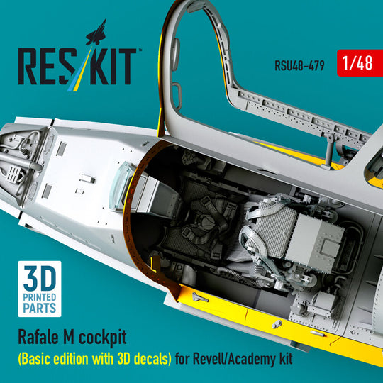 Rafale M cockpit (Basic edition with 3D decals) for Revell/Academy kit (3D printed)