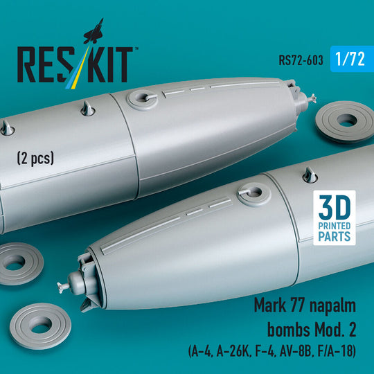 Mark 77 napalm bombs Mod. 2 (2pcs) (A-4, A-26K, F-4, AV-8B, F/A-18) (3D Printed)