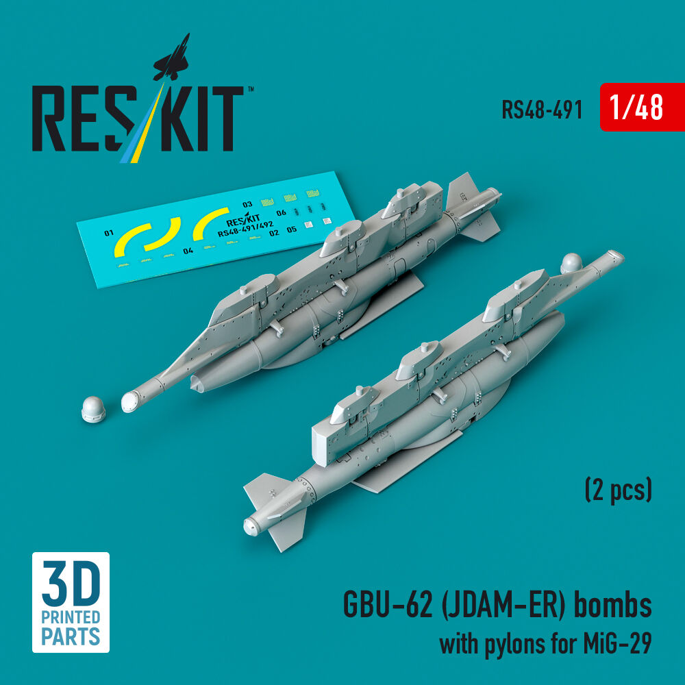 GBU-62 (JDAM-ER) bombs with pylons for MiG-29 Fulcrum (2 pcs) (3D Printed)