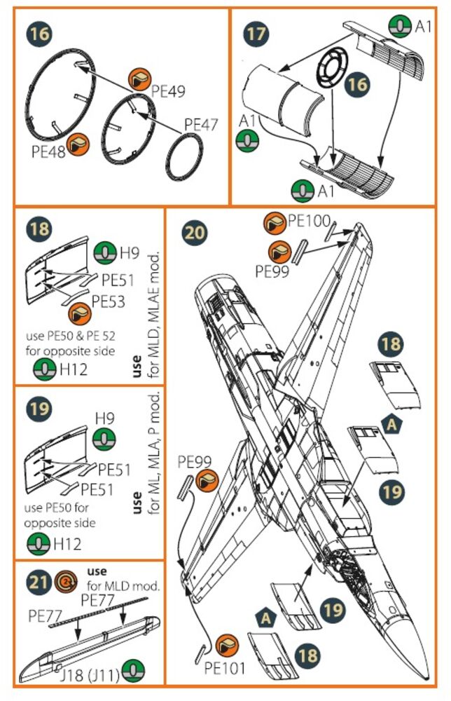 MiG-23ML, MLD, P, MLAE PE set for CP kits