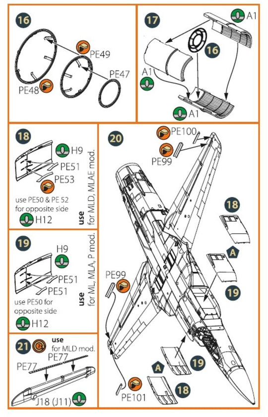 MiG-23ML, MLD, P, MLAE PE set for CP kits