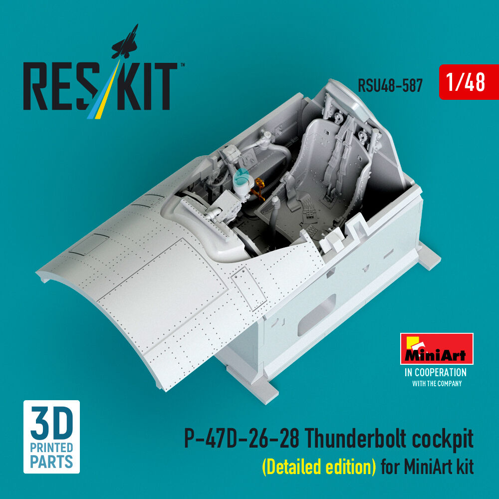 P-47D-26-28 Thunderbolt cockpit (Detailed edition) for MiniArt kit (3D Printed)