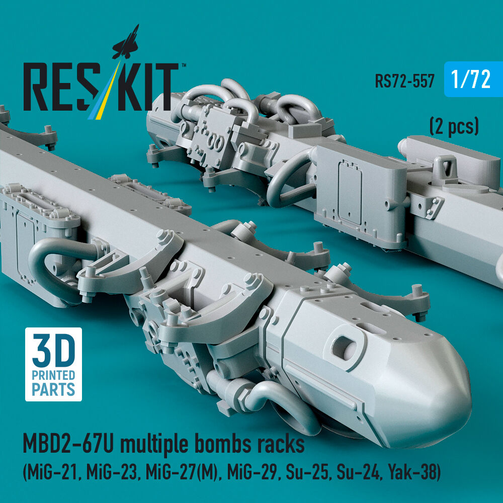 MBD2-67U multiple bombs racks (2 pcs) (MiG-21, MiG-23, MiG-27(?), MiG-29, Su-25, Su-24, Yak-38) (3D Printed)