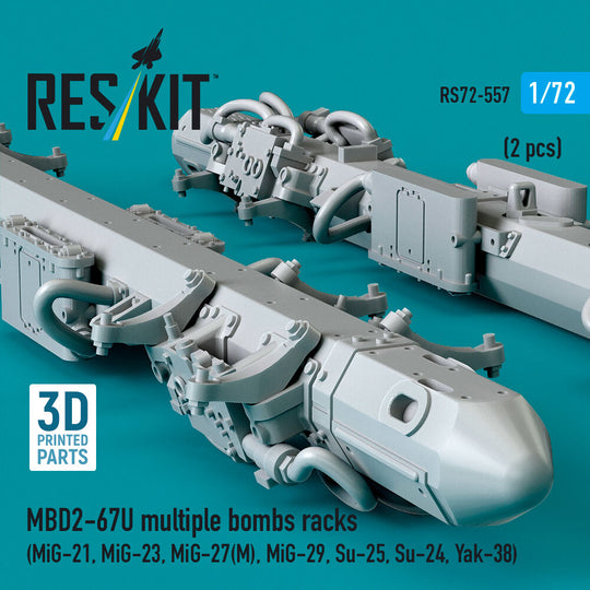 MBD2-67U multiple bombs racks (2 pcs) (MiG-21, MiG-23, MiG-27(?), MiG-29, Su-25, Su-24, Yak-38) (3D Printed)