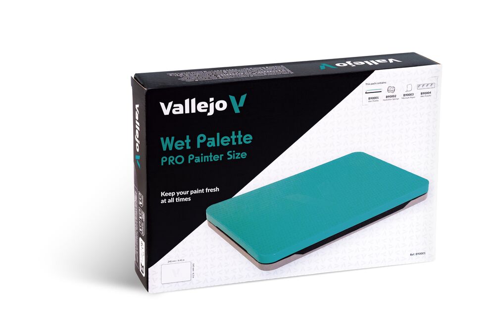 Wet Palette Set (includes: Airtight tray with lid, 2 Rehusable hydration sponges, 30 Sheets of moisture paper, 1 Accesory well palette and elastic band)