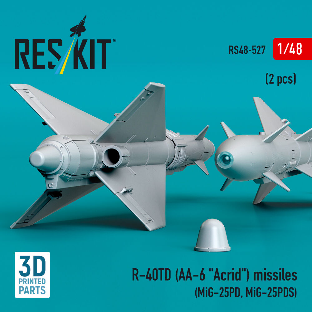 R-40TD (AA-6 Acrid) missiles (2 pcs) (MiG-25PD, MiG-25PDS) (3D printed)