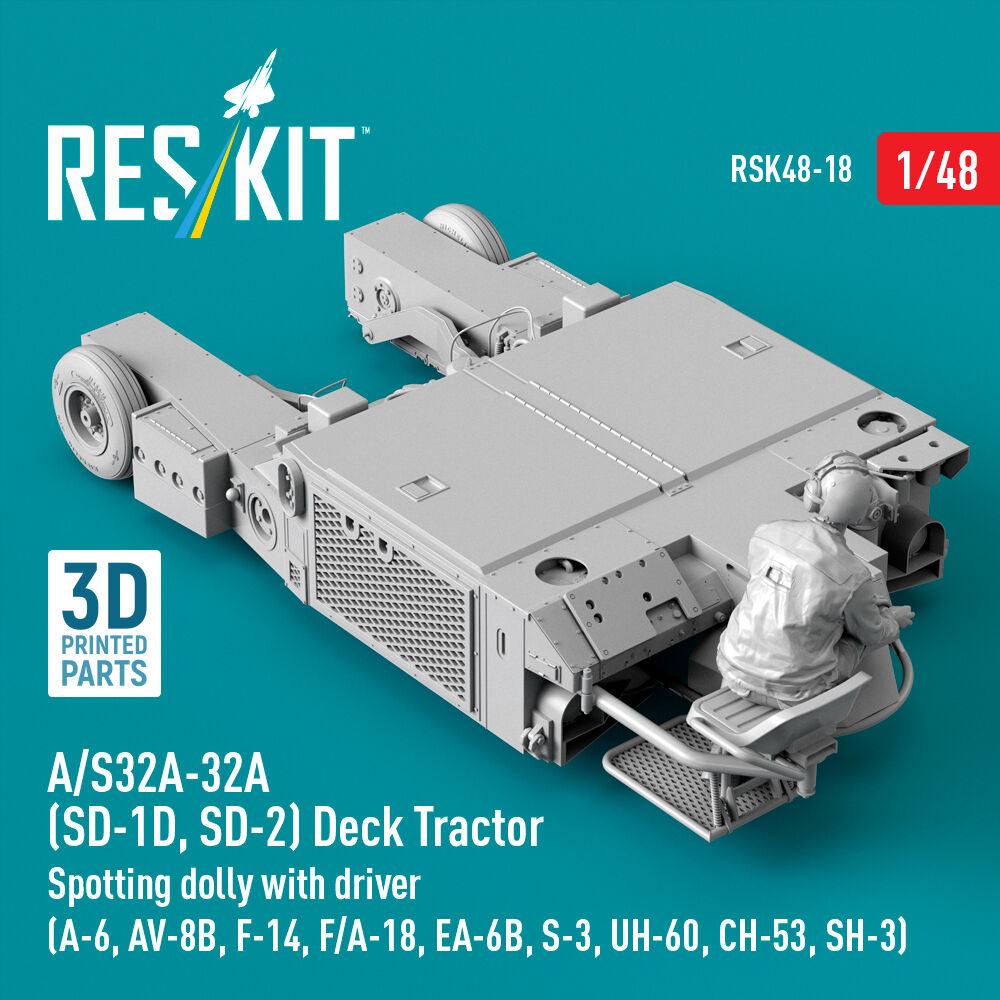 A/S32A-32A (SD-1D, SD-2) Deck Tractor Spotting dolly with driver (A-6, AV-8B, F-14, F/A-18, EA-6B, S-3, UH-60, CH-53, SH-3) (3D Printed model kit)