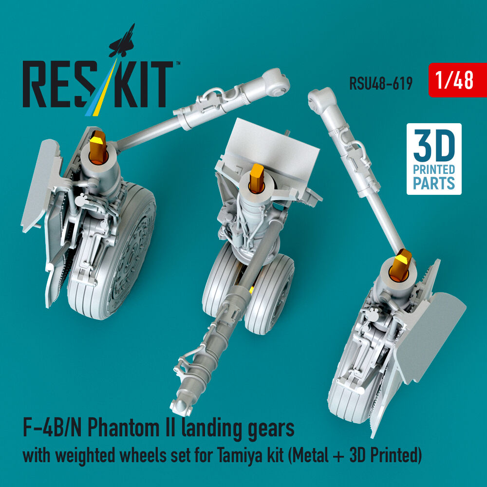 F-4B/N Phantom II landing gears with weighted wheels set for Tamiya kit (Metal + 3D Printed)