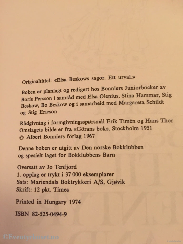 Elsa Beskow. 1974. Til Eventyrland. Eventyrbok