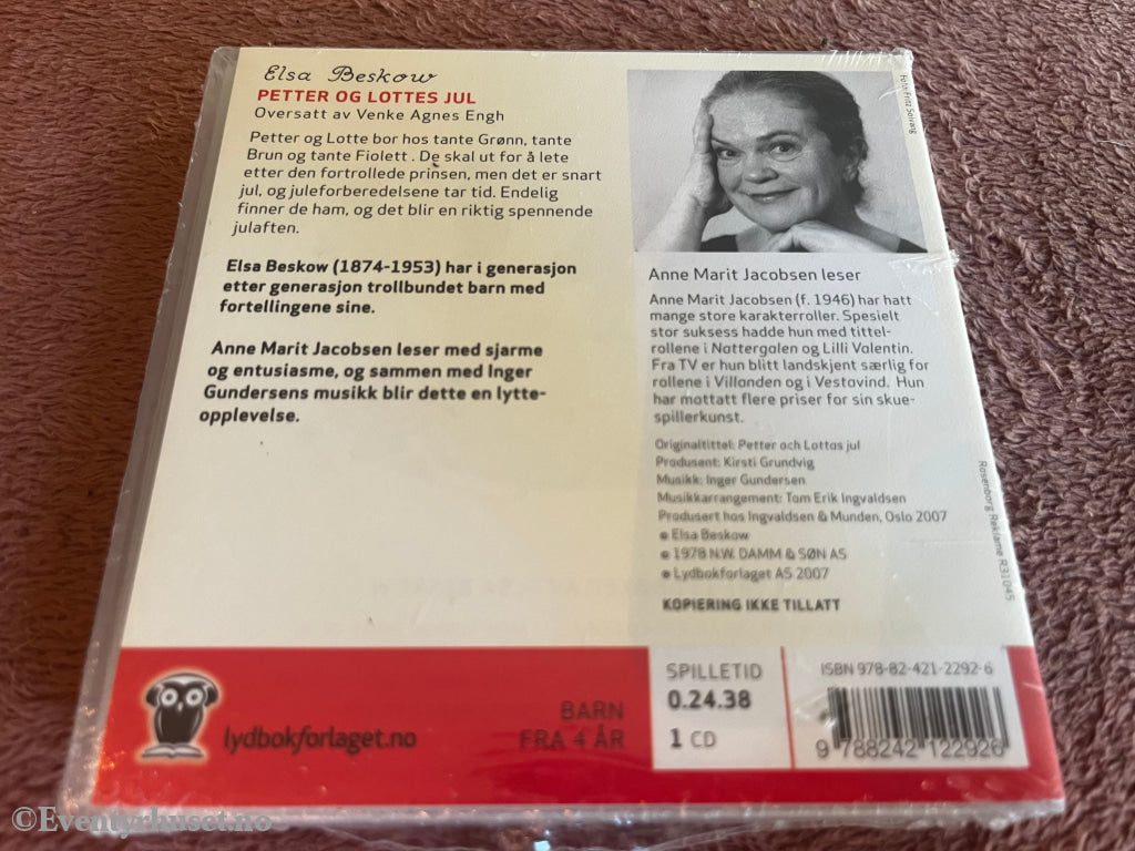 Elsa Beskow. 2007. Petter og Lottes jul. Lydbok på CD. Ny i plast!