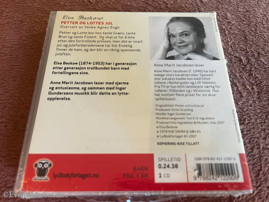 Elsa Beskow. 2007. Petter og Lottes jul. Lydbok på CD. Ny i plast!