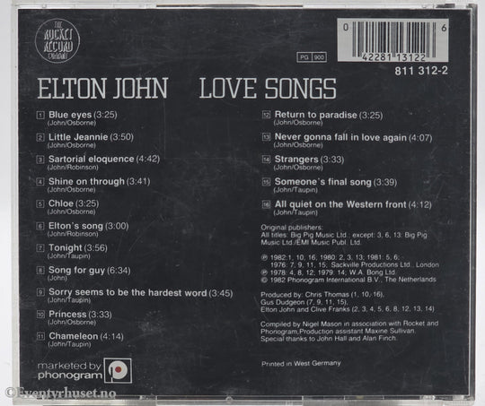 Elton John. 1992. Love Songs. CD.