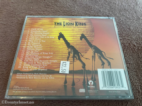 Elton John & Tim Rice. 1997. The Lion King: Original Broadway Cast Recording. Musikk på CD. Ny i plast!