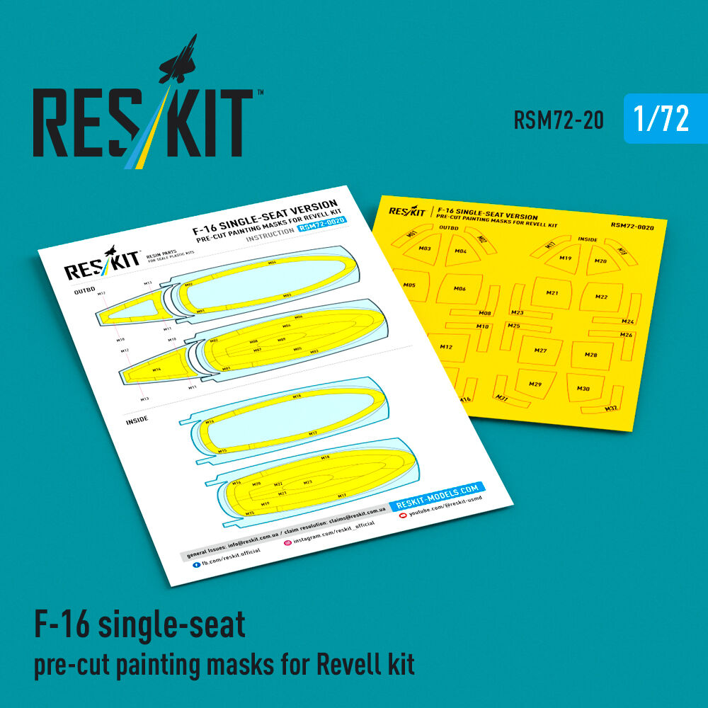 F-16 single-seat pre-cut painting masks for Revell