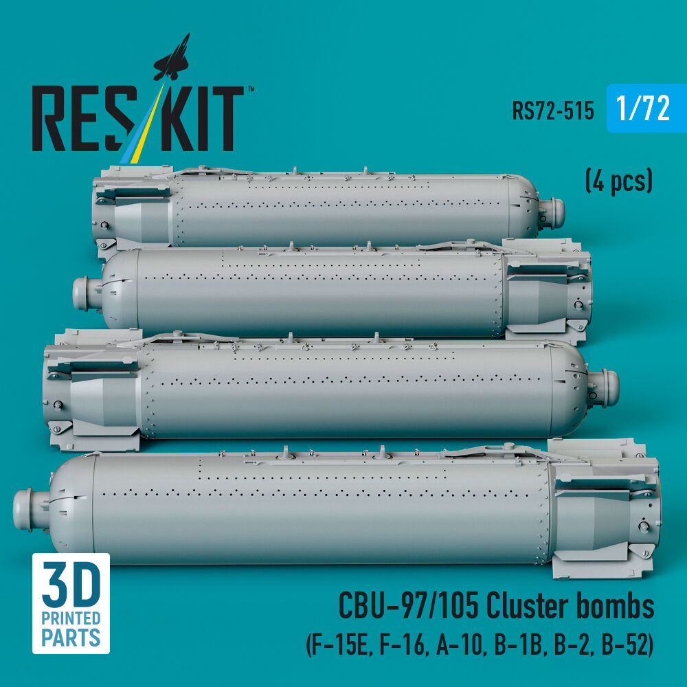 CBU-97/105 cluster bombs (4 pcs) (F-15E, F-16, A-10, B-1B, B-2, B-52) (3D Printed)