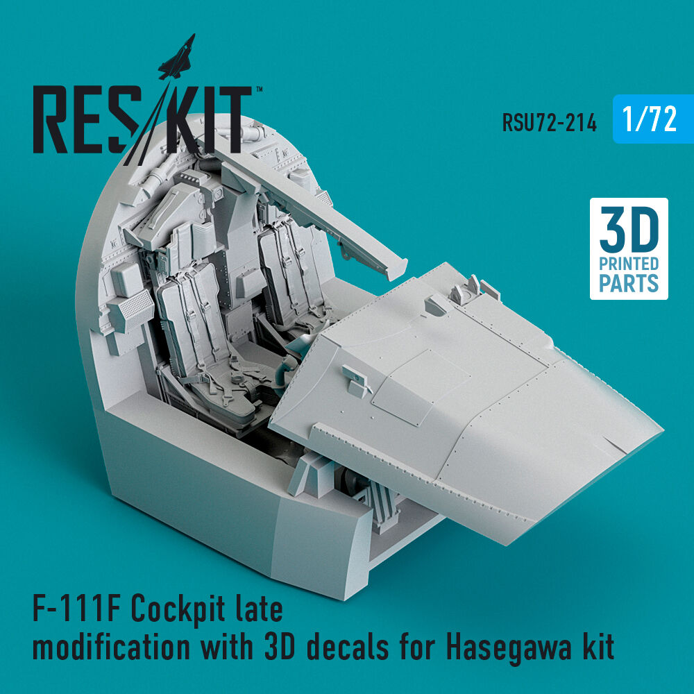 F-111F Cockpit late modification with 3D decals for Hasegawa kit (3D Printed)