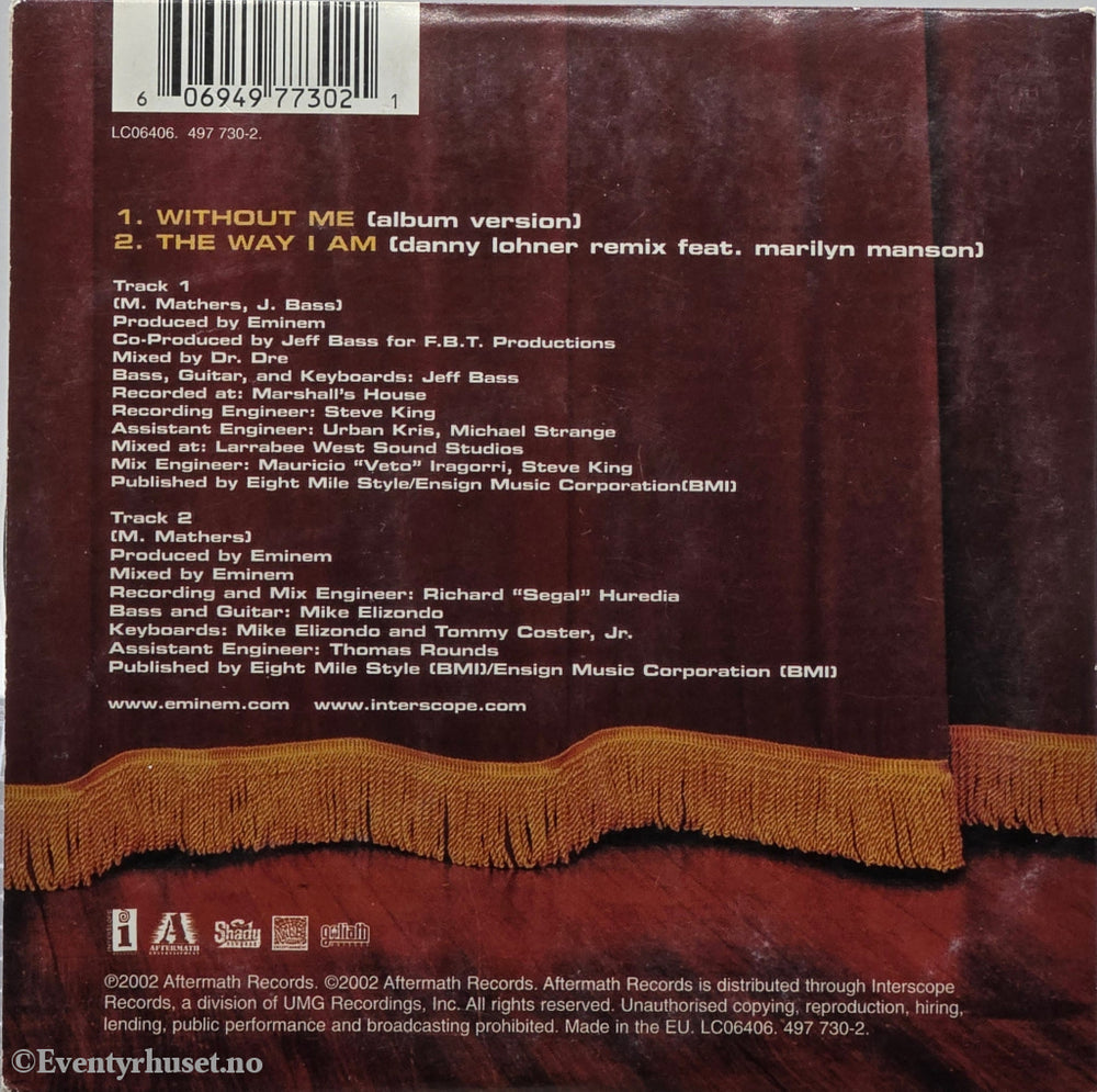 Eminem. 2002. Without Me. CD-singel i sleeve.