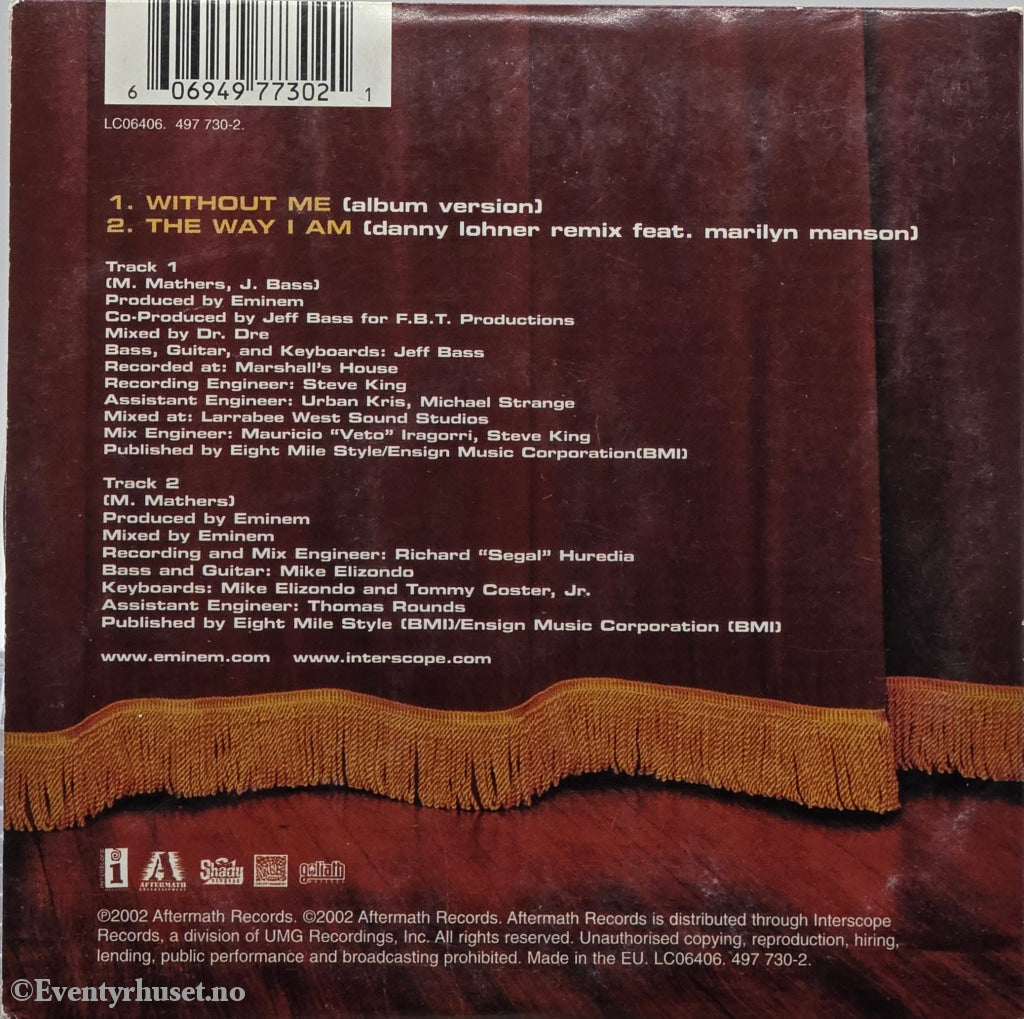 Eminem. 2002. Without Me. CD-singel i sleeve.