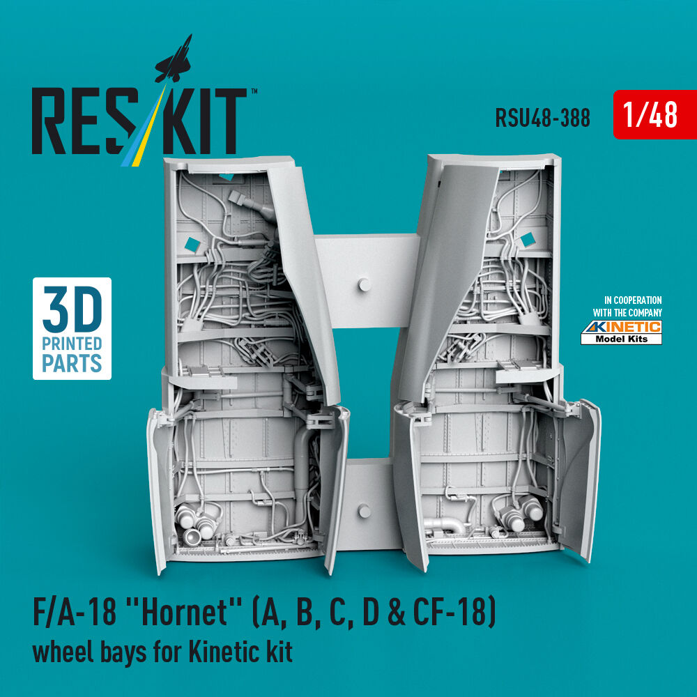 F/A-18 Hornet (A, B, C, D & CF-18) wheel bays for Kinetic kit (3D printed)