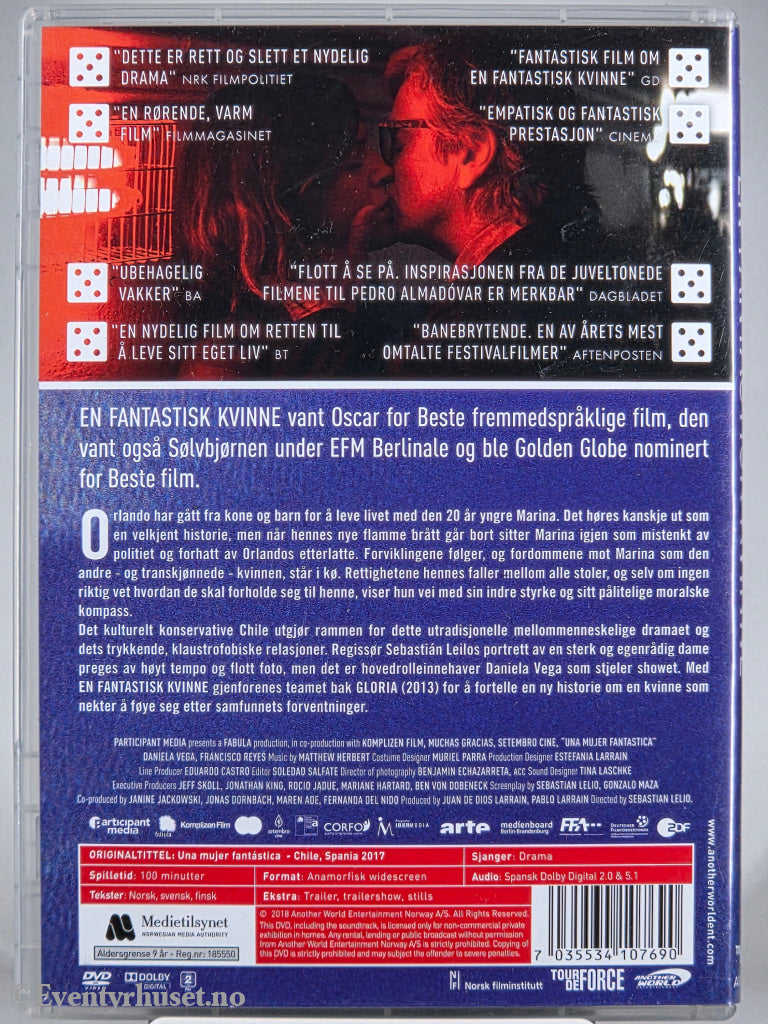 En fantastisk kvinne. 2017. DVD.