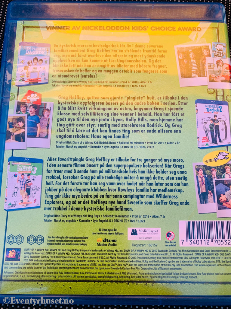 En Pingles Dagbok 1, 2 & 3. Blu-ray.