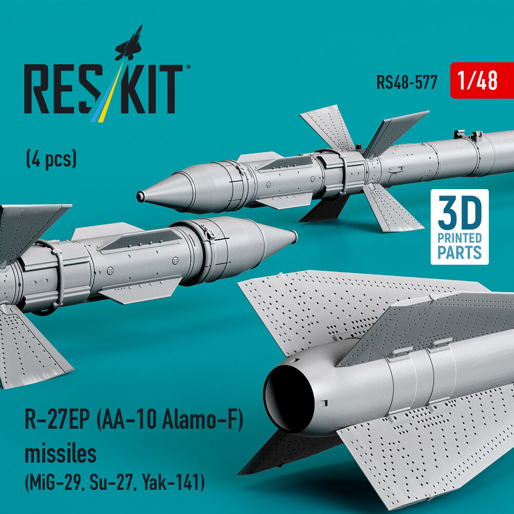 R-27EP (AA-10 Alamo-F) missiles (4 pcs) (MiG-29, Su-27, Yak-141) (3D Printed)