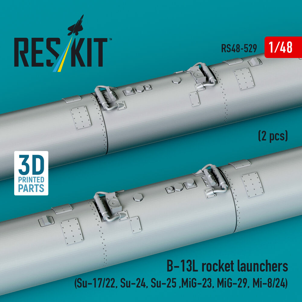 B-13L rocket launchers (2 pcs) (Su-17/22, Su-24, Su-25 ,MiG-23, MiG-29, Mi-8/24) (3D Printed)