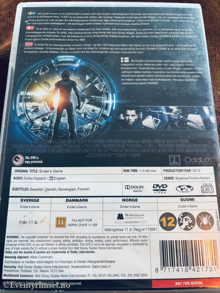 Ender's Game (2013). DVD.