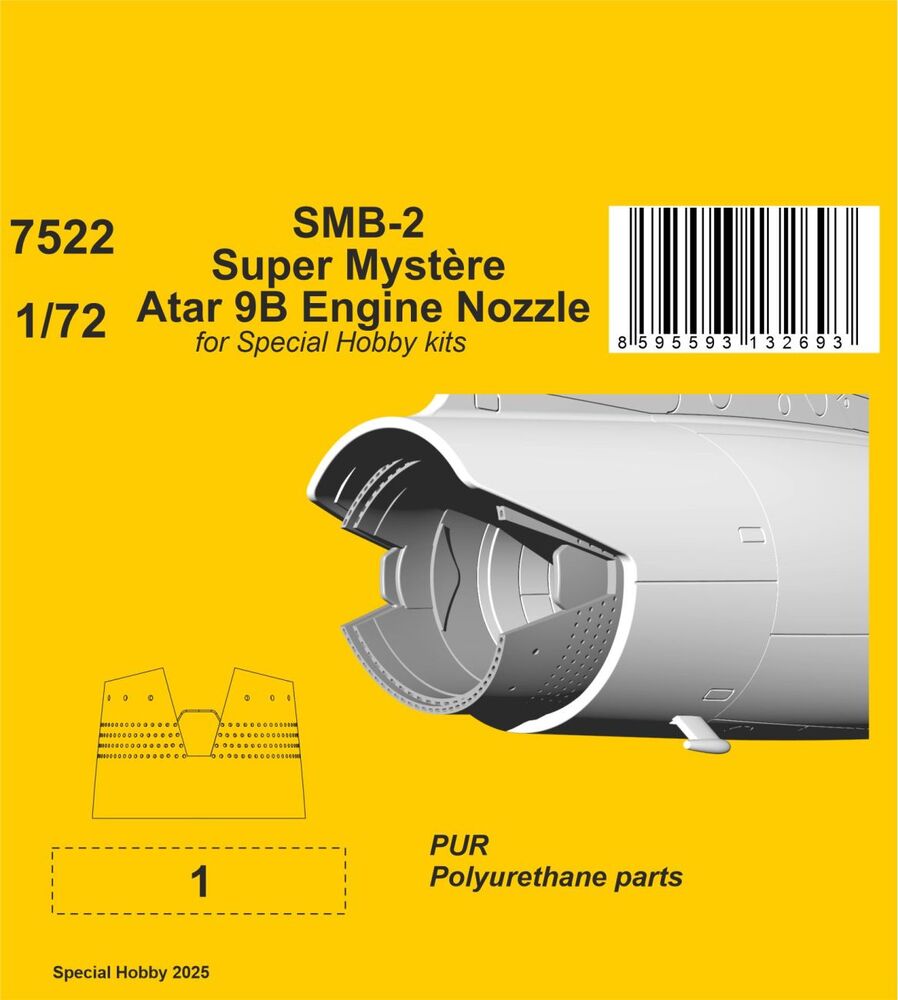 SMB-2 Super Mystère Atar 9B Engine Nozzle for Special Hobby kit