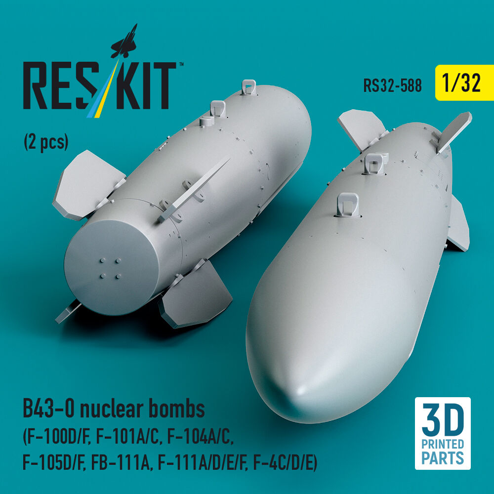 B43-0 nuclear bombs (2 pcs) (F-100D/F, F-101A/C, F-104A/C, F-105D/F, FB-111A, F-111A/D/E/F, F-4C/D/E) (3D Printed)