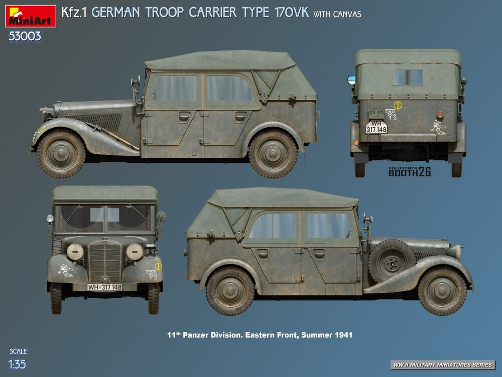 Kfz.1 German Troop Carrier Type 170VK w/Canvas