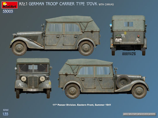 Kfz.1 German Troop Carrier Type 170VK w/Canvas