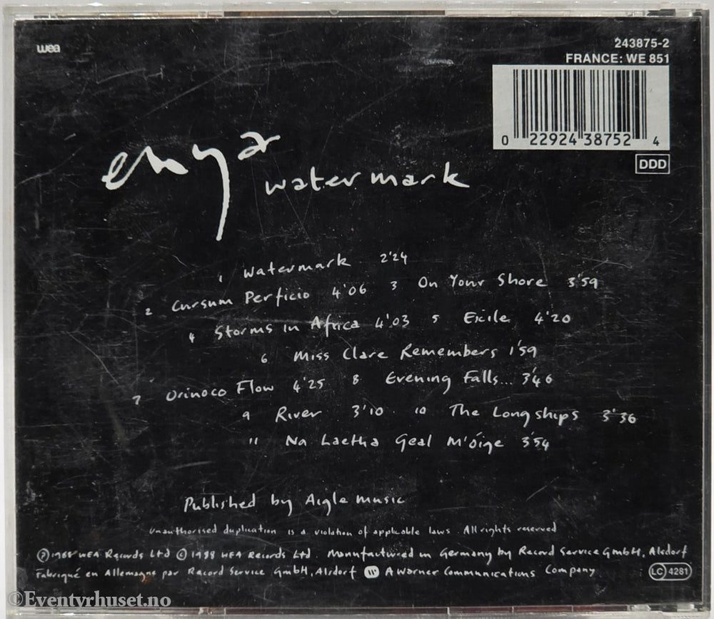 Enya. 1988. Watermark. Musikk-CD.