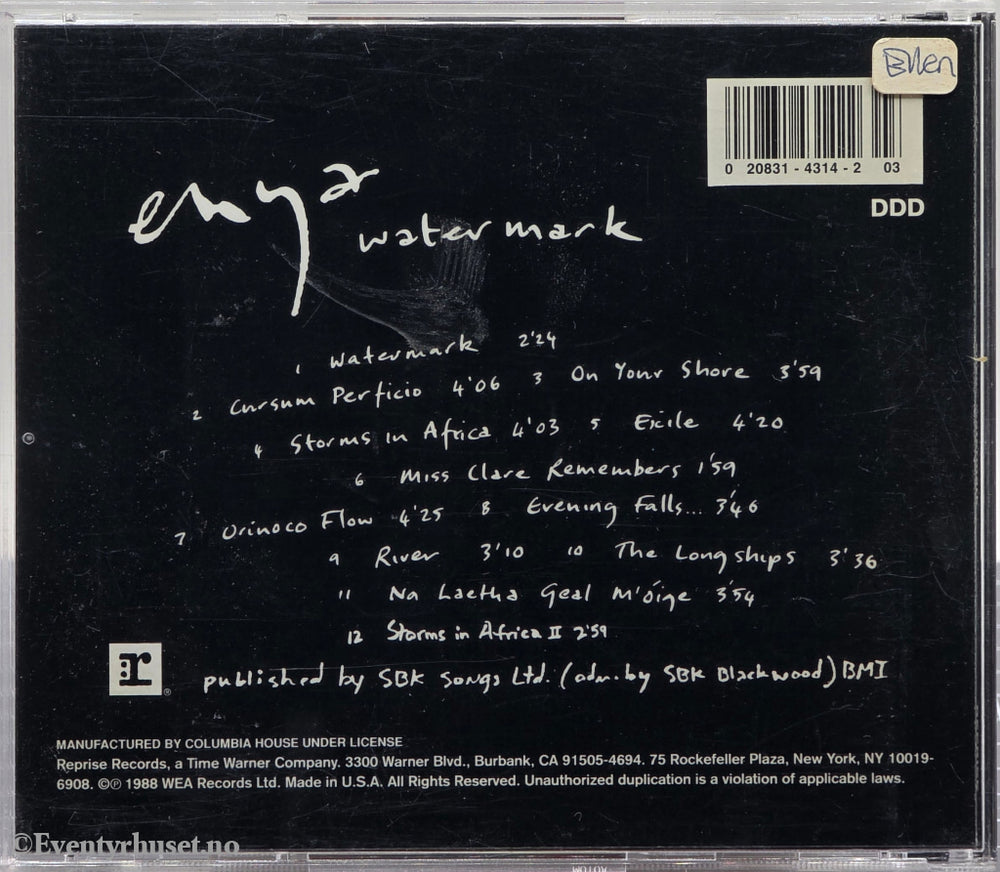 Enya. Watermark. 1988. Musikk-CD.