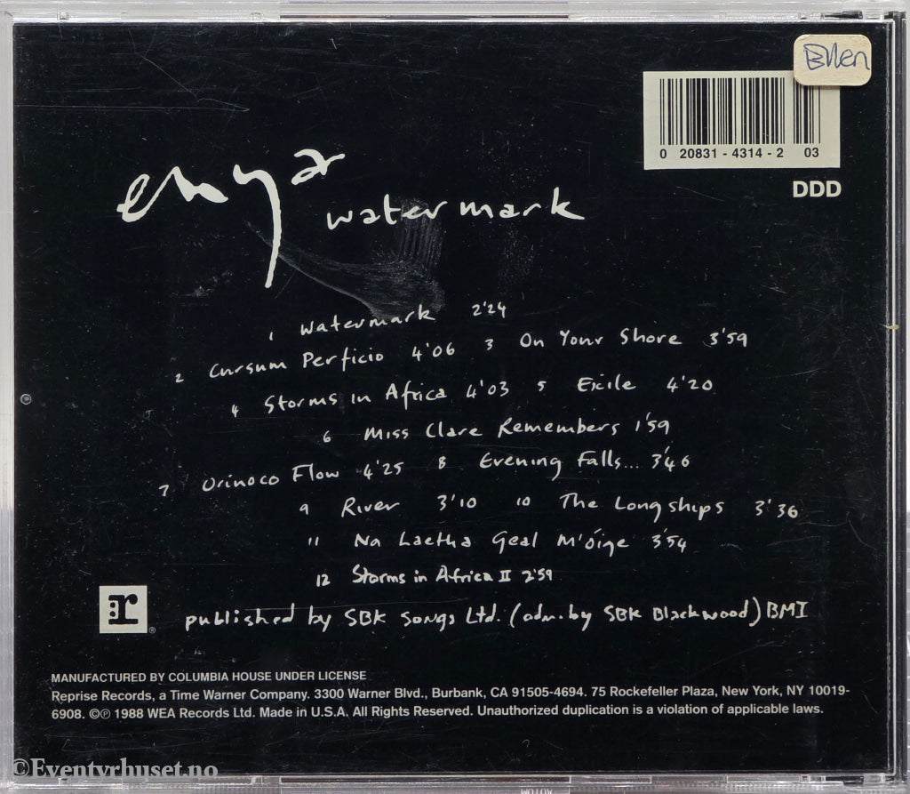 Enya. Watermark. 1988. Musikk-CD.