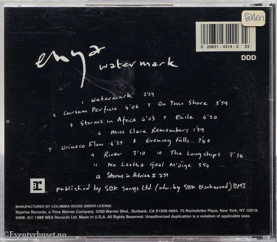 Enya. Watermark. 1988. Musikk-CD.