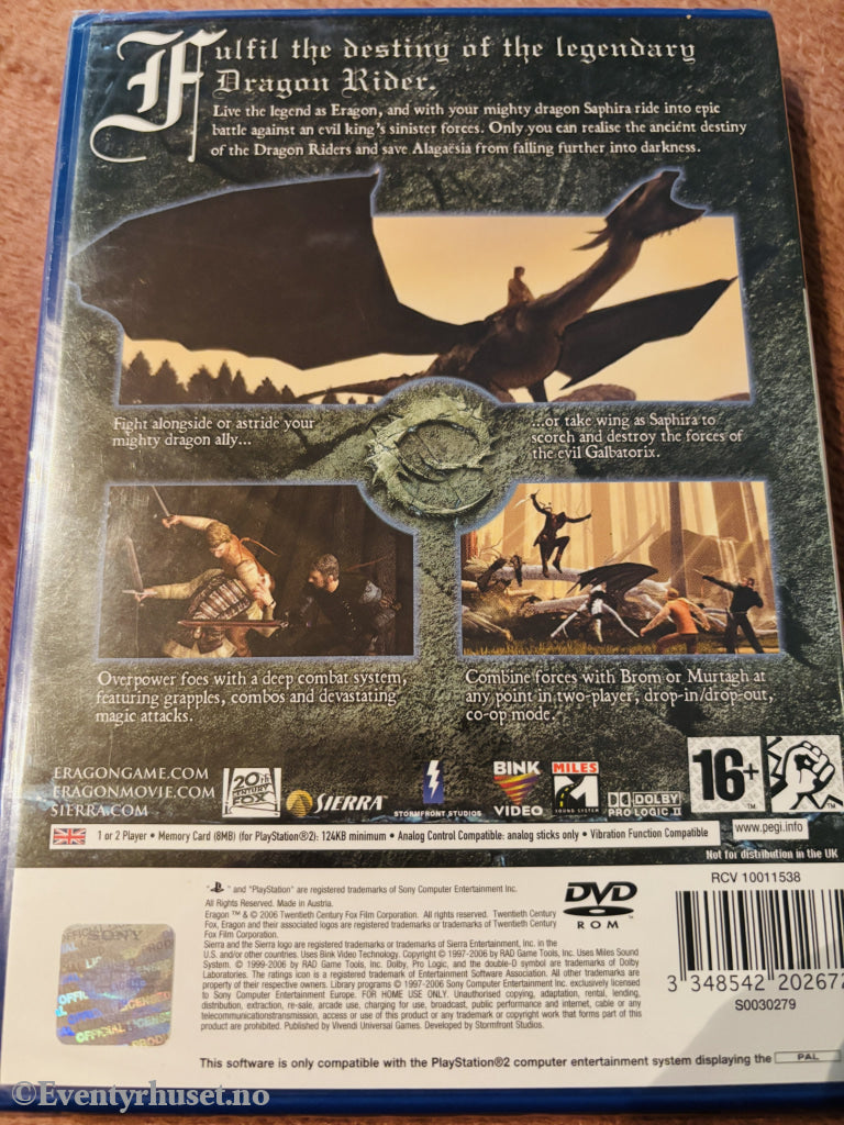 Eragon. PS2. Ny i plast!