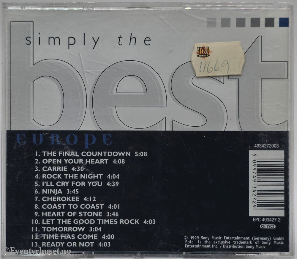 Europe. 1996. Simply the Best. . CD.