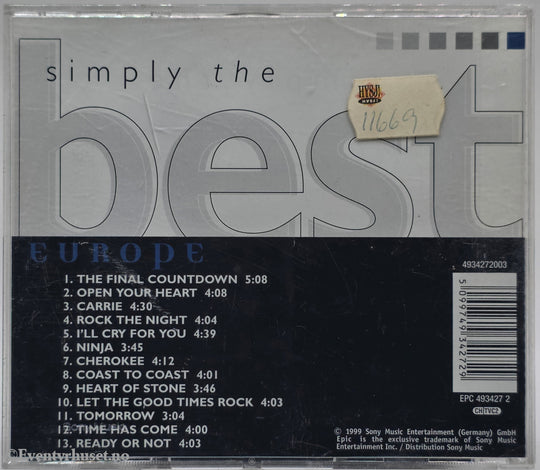 Europe. 1996. Simply the Best. . CD.