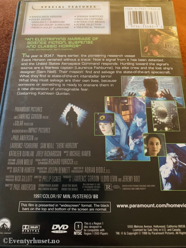 Event Horizon. 1997. Dvd. Dvd