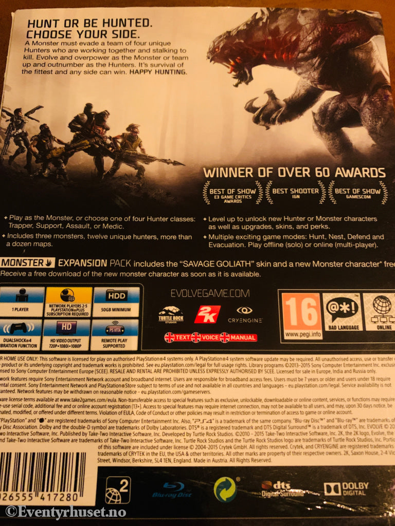 Evolve. Playstation PS4-spill.