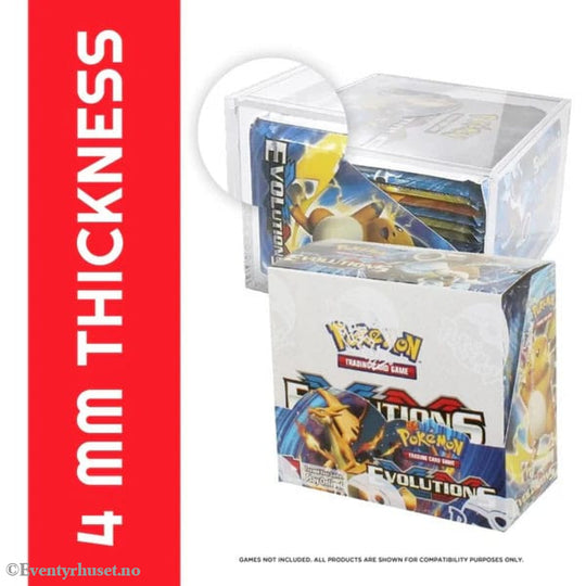 Evoretro Acrylic Display Case for Booster Boxes / Elite Trainer Boxes Ver. 1 with Sliding Lid Storage & Protection
