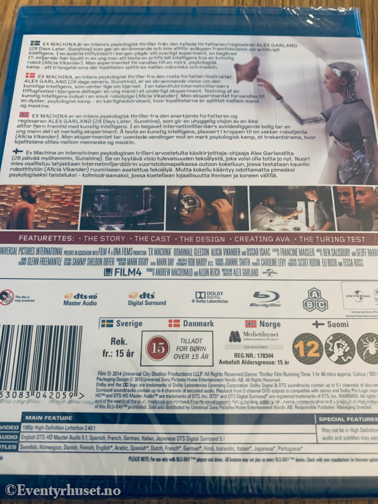 Ex Machina (2014). Blu-Ray. Ny i plast!