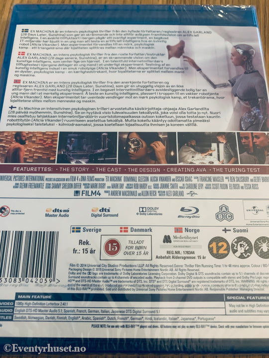 Ex Machina (2014). Blu-Ray. Ny i plast!