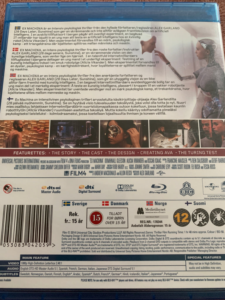 Ex-Machina. Blu-Ray. Blu-ray Disc